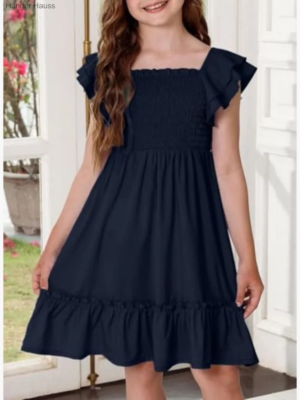 Tween Girls Ruffle Sleeve Dress Size 6-15 Years - Picture 4 of 7